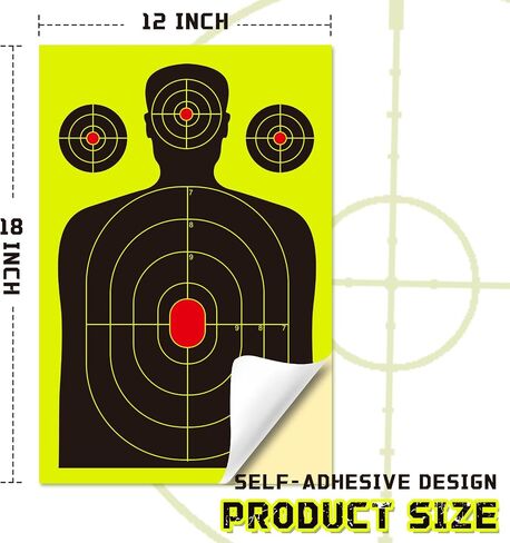 Targets for Shooting Range, 12" x 18", Self-Adhesive Paper Targets for Shooting with Timely Feedback for Gun Rifle Pistol Indoor Outdoor in Saudi Arabia