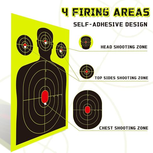 Targets for Shooting Range, 12" x 18", Self-Adhesive Paper Targets for Shooting with Timely Feedback for Gun Rifle Pistol Indoor Outdoor in Saudi Arabia