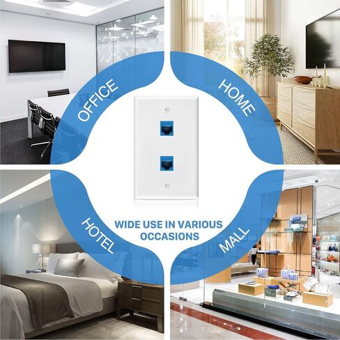 4 Pack 1-Port Cat6 Ethernet Wall Plate with Low Voltage Mounting Bracket | RJ45 Keystone Jack Coupler Female to Female, In-Wall Management Network Cables Inline Wires Connector, Easy Installation in Kuwait