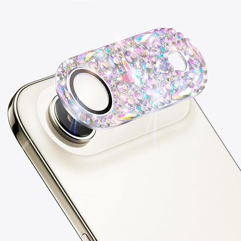 واقي عدسة الكاميرا Cavdycidy Bling Diamond متوافق مع iPhone 17 Pro، غطاء كاميرا معدني لامع، عدسة زجاجية مقواة 9H شاشة كاملة وواقي حجر الراين اللامع in Kuwait
