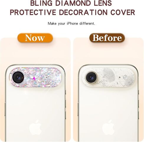 واقي عدسة الكاميرا Cavdycidy Bling Diamond متوافق مع iPhone 17 Pro، غطاء كاميرا معدني لامع، عدسة زجاجية مقواة 9H شاشة كاملة وواقي حجر الراين اللامع in Kuwait