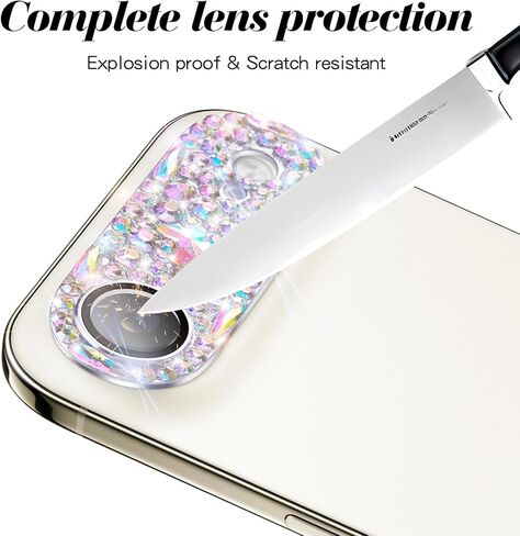واقي عدسة الكاميرا Cavdycidy Bling Diamond متوافق مع iPhone 17 Pro، غطاء كاميرا معدني لامع، عدسة زجاجية مقواة 9H شاشة كاملة وواقي حجر الراين اللامع in Kuwait