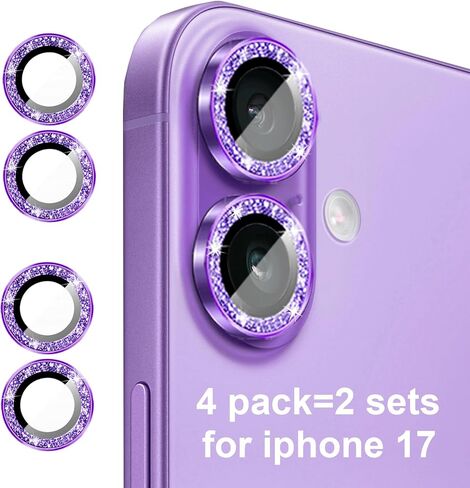 متوافق مع iPhone 16 Pro/iPhone 16 Pro Max واقي عدسة الكاميرا، غطاء كاميرا فاخر لامع لطيف للنساء، مضاد للخدش (3 واقيات + 1 إضافي)، وردي in Kuwait