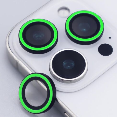 Luminous Camera Lens Protector for iPhone 16 Pro / 16 Pro Max Metal Ring Tempered Glass Glow in The Dark Lens Cover (3PCS) (Green, for iPhone 16 Pro/16 Pro Max) in Kuwait