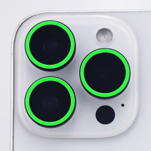 Luminous Camera Lens Protector for iPhone 16 Pro / 16 Pro Max Metal Ring Tempered Glass Glow in The Dark Lens Cover (3PCS) (Green, for iPhone 16 Pro/16 Pro Max) in Kuwait