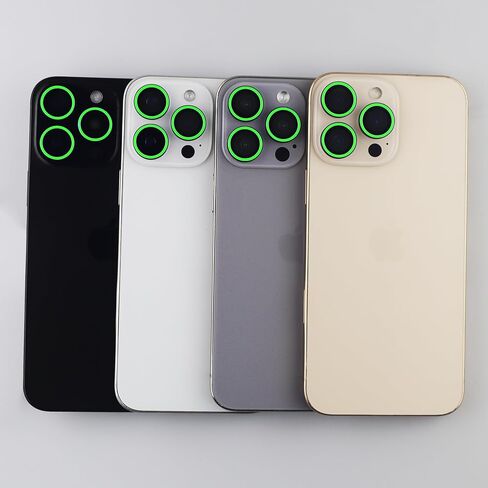 Luminous Camera Lens Protector for iPhone 16 Pro / 16 Pro Max Metal Ring Tempered Glass Glow in The Dark Lens Cover (3PCS) (Green, for iPhone 16 Pro/16 Pro Max) in Kuwait