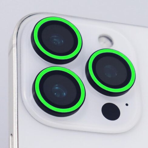 Luminous Camera Lens Protector for iPhone 16 Pro / 16 Pro Max Metal Ring Tempered Glass Glow in The Dark Lens Cover (3PCS) (Green, for iPhone 16 Pro/16 Pro Max) in Kuwait