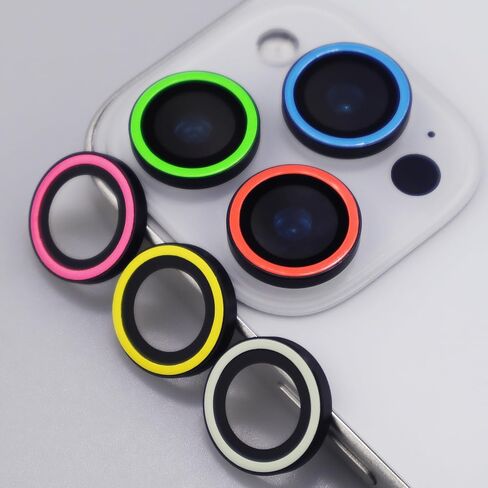 Luminous Camera Lens Protector for iPhone 16 Pro / 16 Pro Max Metal Ring Tempered Glass Glow in The Dark Lens Cover (3PCS) (Green, for iPhone 16 Pro/16 Pro Max) in Kuwait