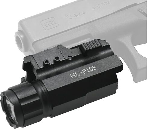 HiLight P10S 500 Lumen Pistol LED Strobe Flashlight مع Weaver Quick Release لسلسلة Glock، Sig Sauer، Smith & Wesson، Springfield، Beretta، Ruger، و Heckler & Koch، إلخ. in Saudi Arabia
