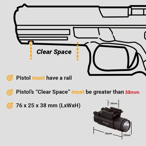 HiLight P10S 500 Lumen Pistol LED Strobe Flashlight مع Weaver Quick Release لسلسلة Glock، Sig Sauer، Smith & Wesson، Springfield، Beretta، Ruger، و Heckler & Koch، إلخ. in Saudi Arabia