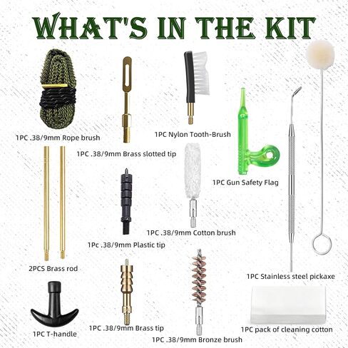 Pistol Cleaning Kit, Pocket-Sized Handgun Cleaning Kit, Single Caliber with Bore Brushes, Safety Flag & More in Saudi Arabia