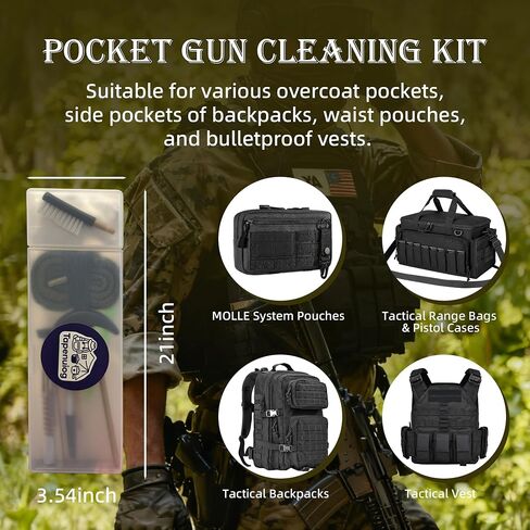 Pistol Cleaning Kit, Pocket-Sized Handgun Cleaning Kit, Single Caliber with Bore Brushes, Safety Flag & More in Saudi Arabia