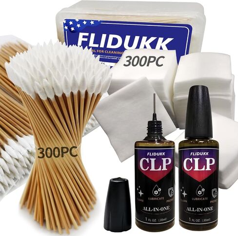 Universal Gun Cleaning Supplies -All in One Gun CLP Oil+ Lint Free Gun Cleaning Patches+ 6" Pointed Gun Swab,Gun Cleaning Kits Lubrication for 9mm and All Caliber of Firearms -Choose Your Set in Saudi Arabia