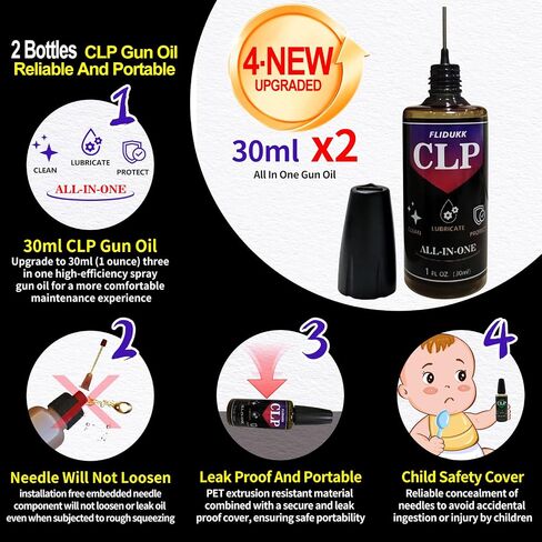 Universal Gun Cleaning Supplies -All in One Gun CLP Oil+ Lint Free Gun Cleaning Patches+ 6" Pointed Gun Swab,Gun Cleaning Kits Lubrication for 9mm and All Caliber of Firearms -Choose Your Set in Saudi Arabia
