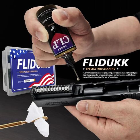 Universal Gun Cleaning Supplies -All in One Gun CLP Oil+ Lint Free Gun Cleaning Patches+ 6" Pointed Gun Swab,Gun Cleaning Kits Lubrication for 9mm and All Caliber of Firearms -Choose Your Set in Saudi Arabia
