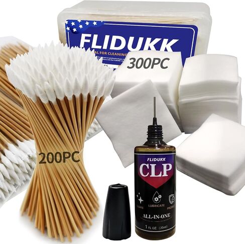 Universal Gun Cleaning Supplies -All in One Gun CLP Oil+ Lint Free Gun Cleaning Patches+ 6" Pointed Gun Swab,Gun Cleaning Kits Lubrication for 9mm and All Caliber of Firearms -Choose Your Set in Saudi Arabia