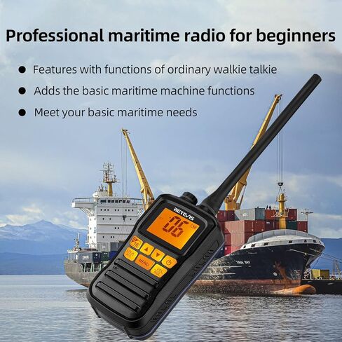 راديو Retevis RA26 البحري المحمول، راديو القارب العائم، IP67 غاطس، منفذ USB صغير، شاشة LCD بإضاءة خلفية، طقس NOAA، راديو بحري محمول in Kuwait