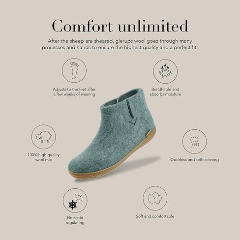 Glerups Wool Boot Rubber Outsole Grey/Grey Rubber EU 41 (US Men's 8, Women's 10) Medium in Saudi Arabia