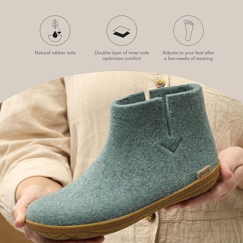 Glerups Wool Boot Rubber Outsole Grey/Grey Rubber EU 41 (US Men's 8, Women's 10) Medium in Saudi Arabia