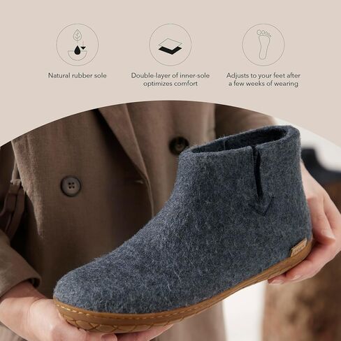 Glerups Wool Boot Rubber Outsole Grey/Grey Rubber EU 41 (US Men's 8, Women's 10) Medium in Saudi Arabia
