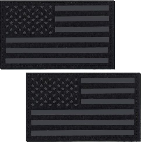 Dingion 2 Pcs 5 x 3 Inch Reflective US USA Flag Patch Infrared IR American Flag Tactical Military Vest Patches Hook Loop Fastener Backing Emblem for Vest Backpacks Shirts (Black) in Saudi Arabia