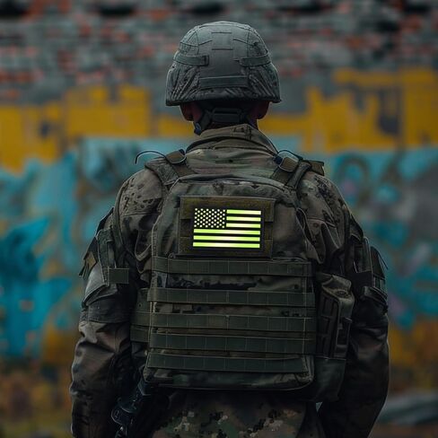 Dingion 2 Pcs 5 x 3 Inch Reflective US USA Flag Patch Infrared IR American Flag Tactical Military Vest Patches Hook Loop Fastener Backing Emblem for Vest Backpacks Shirts (Black) in Saudi Arabia