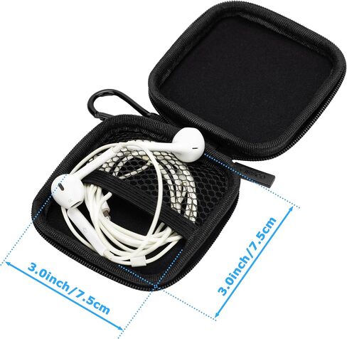Ginsco Mini-Portable Hard Shell Earbuds Case for Apple EarPods/Samsung Galaxy Wired Earbuds, Headphones USB-C Wired Ear Buds, Travel Case with Carabiner for Earphones Earplugs in Saudi Arabia