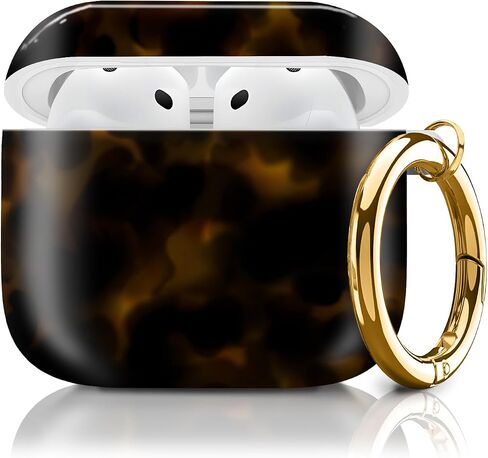 Cute Case Cover Compatible with AirPod 4th Generation 2024, Shockproof for Women & Girls with Cute Golden Round Buckle – Protective, Anti-Drop Design(Luxury Brown Leopard) in Saudi Arabia