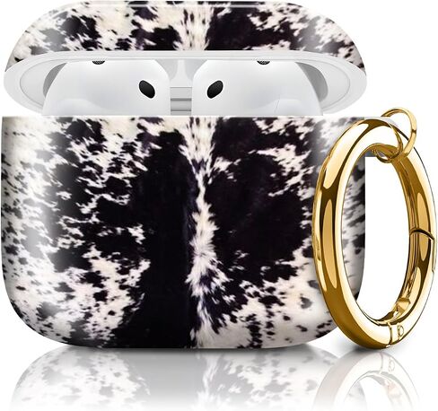 Cute Case Cover Compatible with AirPod 4th Generation 2024, Shockproof for Women & Girls with Cute Golden Round Buckle – Protective, Anti-Drop Design(Luxury Brown Leopard) in Saudi Arabia
