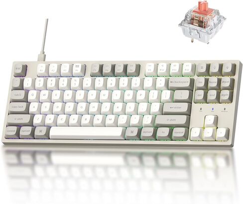 لوحة مفاتيح ميكانيكية سلكية مخصصة Keychron C1 Pro 8K QMK، دعم مشغل تخطيط TKL مع مفتاح أحمر فائق قابل للتبديل السريع، أغطية مفاتيح PBT متوافقة مع نظام التشغيل Mac Windows Linux in Saudi Arabia