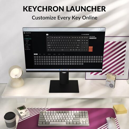 لوحة مفاتيح ميكانيكية سلكية مخصصة Keychron C1 Pro 8K QMK، دعم مشغل تخطيط TKL مع مفتاح أحمر فائق قابل للتبديل السريع، أغطية مفاتيح PBT متوافقة مع نظام التشغيل Mac Windows Linux in Saudi Arabia