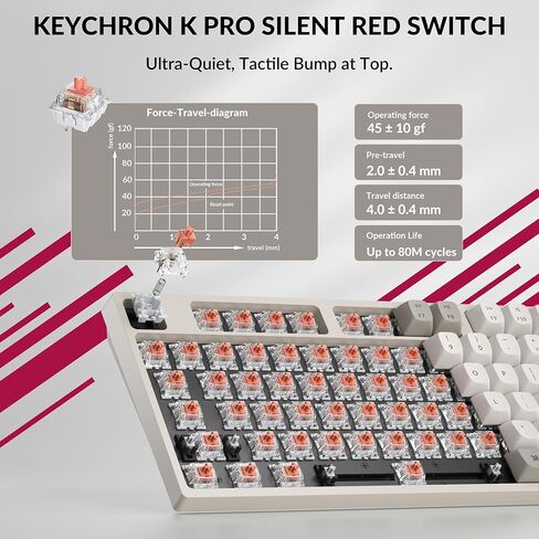لوحة مفاتيح ميكانيكية سلكية مخصصة Keychron C1 Pro 8K QMK، دعم مشغل تخطيط TKL مع مفتاح أحمر فائق قابل للتبديل السريع، أغطية مفاتيح PBT متوافقة مع نظام التشغيل Mac Windows Linux in Saudi Arabia