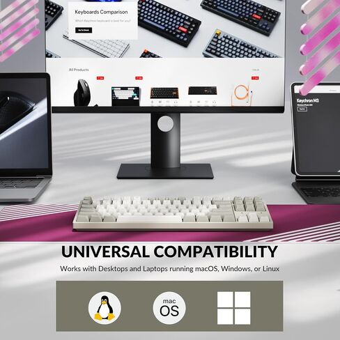 لوحة مفاتيح ميكانيكية سلكية مخصصة Keychron C1 Pro 8K QMK، دعم مشغل تخطيط TKL مع مفتاح أحمر فائق قابل للتبديل السريع، أغطية مفاتيح PBT متوافقة مع نظام التشغيل Mac Windows Linux in Saudi Arabia