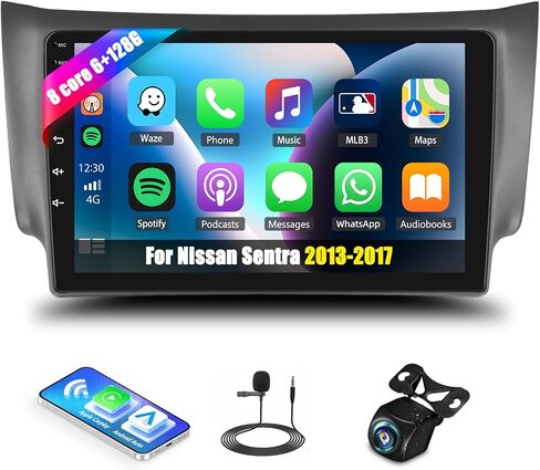 for Nissan Sentra 2013-2017 Radios Android 11 Car Stereo with Wireless Apple CarPlay Android Auto Mirror Link Bluetooth 2G+32G 10.1 Inch HD Touchscreen GPS Navigation FM WiFi SWC+Backup Camera in Saudi Arabia