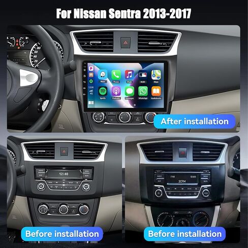 for Nissan Sentra 2013-2017 Radios Android 11 Car Stereo with Wireless Apple CarPlay Android Auto Mirror Link Bluetooth 2G+32G 10.1 Inch HD Touchscreen GPS Navigation FM WiFi SWC+Backup Camera in Saudi Arabia