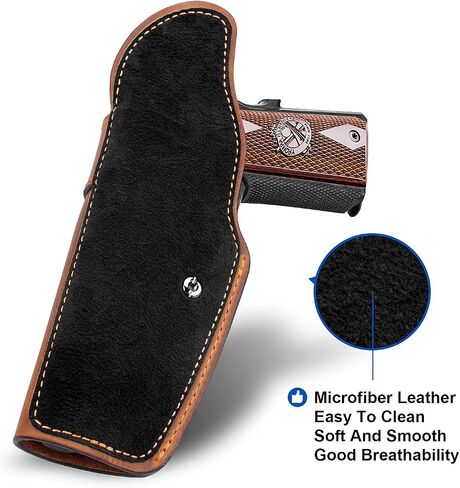 Full Grain Leather IWB Holster for Most 1911 Style Handguns 5" 4.25" 4" Barrel, Compatible with Kimber, Colt, Tisas, S&W, Sig, Springfield, S&W, Ruger SR, Remington & More,Not Fit Optics/Light in Saudi Arabia