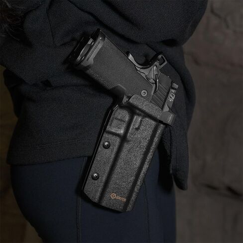 GRITR OWB Kydex Pistol Holster for Springfield Armory Prodigy | Gun Accessory w/Optic Cut, Adjustable Retention & Cant, Compatible with Safariland QLS/G-Code RTI Attachments - Right/Left Hand Options in Saudi Arabia
