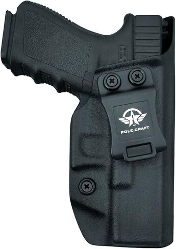 POLE.CRAFT IWB Kydex Holster يناسب: Glock 19 19X 25 44 45 (Gen 1-5) & Glock 23 32 (Gen 3-4) مسدس - حزام خصر داخلي مخفي - غطاء زر ماج - مدخل موسع - بدون تآكل، بدون اهتزاز in Kuwait