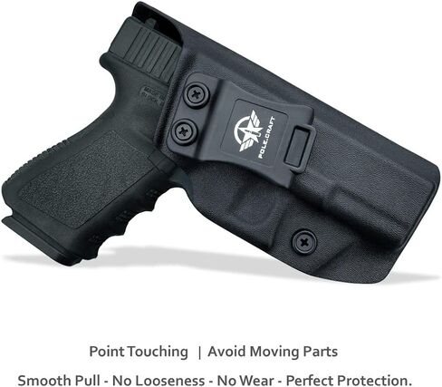 POLE.CRAFT IWB Kydex Holster يناسب: Glock 19 19X 25 44 45 (Gen 1-5) & Glock 23 32 (Gen 3-4) مسدس - حزام خصر داخلي مخفي - غطاء زر ماج - مدخل موسع - بدون تآكل، بدون اهتزاز in Kuwait