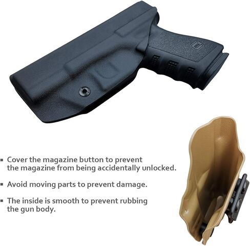 POLE.CRAFT IWB Kydex Holster يناسب: Glock 19 19X 25 44 45 (Gen 1-5) & Glock 23 32 (Gen 3-4) مسدس - حزام خصر داخلي مخفي - غطاء زر ماج - مدخل موسع - بدون تآكل، بدون اهتزاز in Kuwait