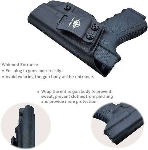 POLE.CRAFT IWB Kydex Holster يناسب: Glock 19 19X 25 44 45 (Gen 1-5) & Glock 23 32 (Gen 3-4) مسدس - حزام خصر داخلي مخفي - غطاء زر ماج - مدخل موسع - بدون تآكل، بدون اهتزاز in Kuwait