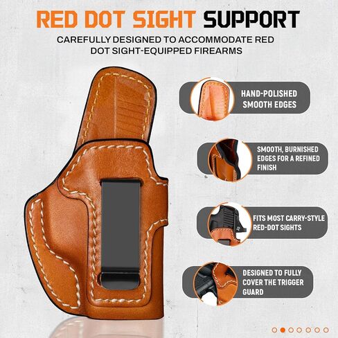 Premium IWB Leather Holster for SIG Sauer P365, P365X, P365XL, Optic-Ready Concealed Carry Holster, Molded Leather, Steel Clip Fits 1.75" Belt, Inside Waistband, Classic Brown Color, Right/Left Hand in Saudi Arabia