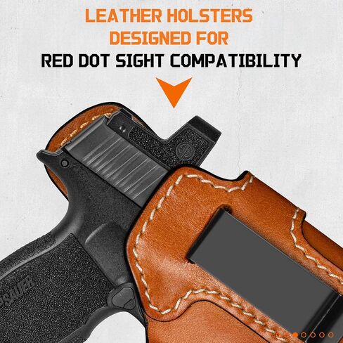 Premium IWB Leather Holster for SIG Sauer P365, P365X, P365XL, Optic-Ready Concealed Carry Holster, Molded Leather, Steel Clip Fits 1.75" Belt, Inside Waistband, Classic Brown Color, Right/Left Hand in Saudi Arabia