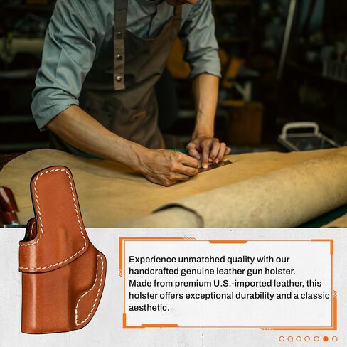 Premium IWB Leather Holster for SIG Sauer P365, P365X, P365XL, Optic-Ready Concealed Carry Holster, Molded Leather, Steel Clip Fits 1.75" Belt, Inside Waistband, Classic Brown Color, Right/Left Hand in Saudi Arabia