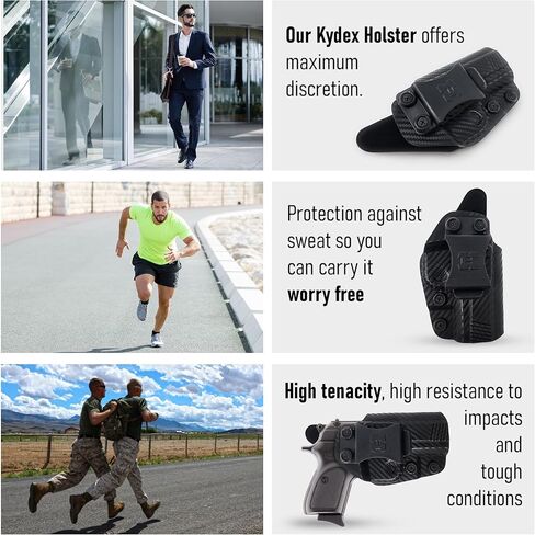 Iwb Kydex Holster يناسب Bersa Thunder 380 حمل مخفي بواسطة Houston Gun Holsters - مبطن من الداخل للاحتفاظ القوي والحماية - مشبك من البلاستيك المقوى - خفيف الوزن in Kuwait