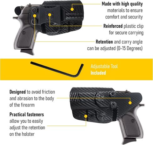 Iwb Kydex Holster يناسب Bersa Thunder 380 حمل مخفي بواسطة Houston Gun Holsters - مبطن من الداخل للاحتفاظ القوي والحماية - مشبك من البلاستيك المقوى - خفيف الوزن in Kuwait