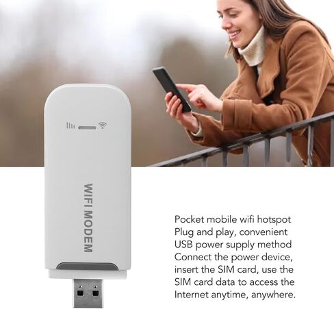 VBESTLIFE 4G LTE USB WiFi Dongle, Mobile Hotspot Router, 150Mbps High Speed Portable Modem Device with SIM Card Slot for Travel, Support 10 Users (Black) in Saudi Arabia