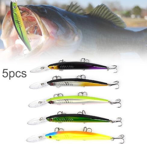 5pcs Hard Minnow Swimbait Baits, Artificial Minnow Fishing Lures, Lifelike Lures Vibrating, with Hook for Trout Bass Salmon Freshwater Saltwater in Saudi Arabia