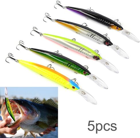 5pcs Hard Minnow Swimbait Baits, Artificial Minnow Fishing Lures, Lifelike Lures Vibrating, with Hook for Trout Bass Salmon Freshwater Saltwater in Saudi Arabia
