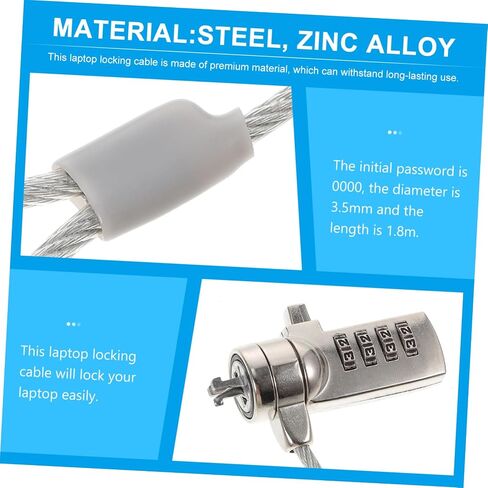 Cable Lock for Laptop and Notebook 1.8m Keyed Security Lock Security Features for Business and Travel in Saudi Arabia